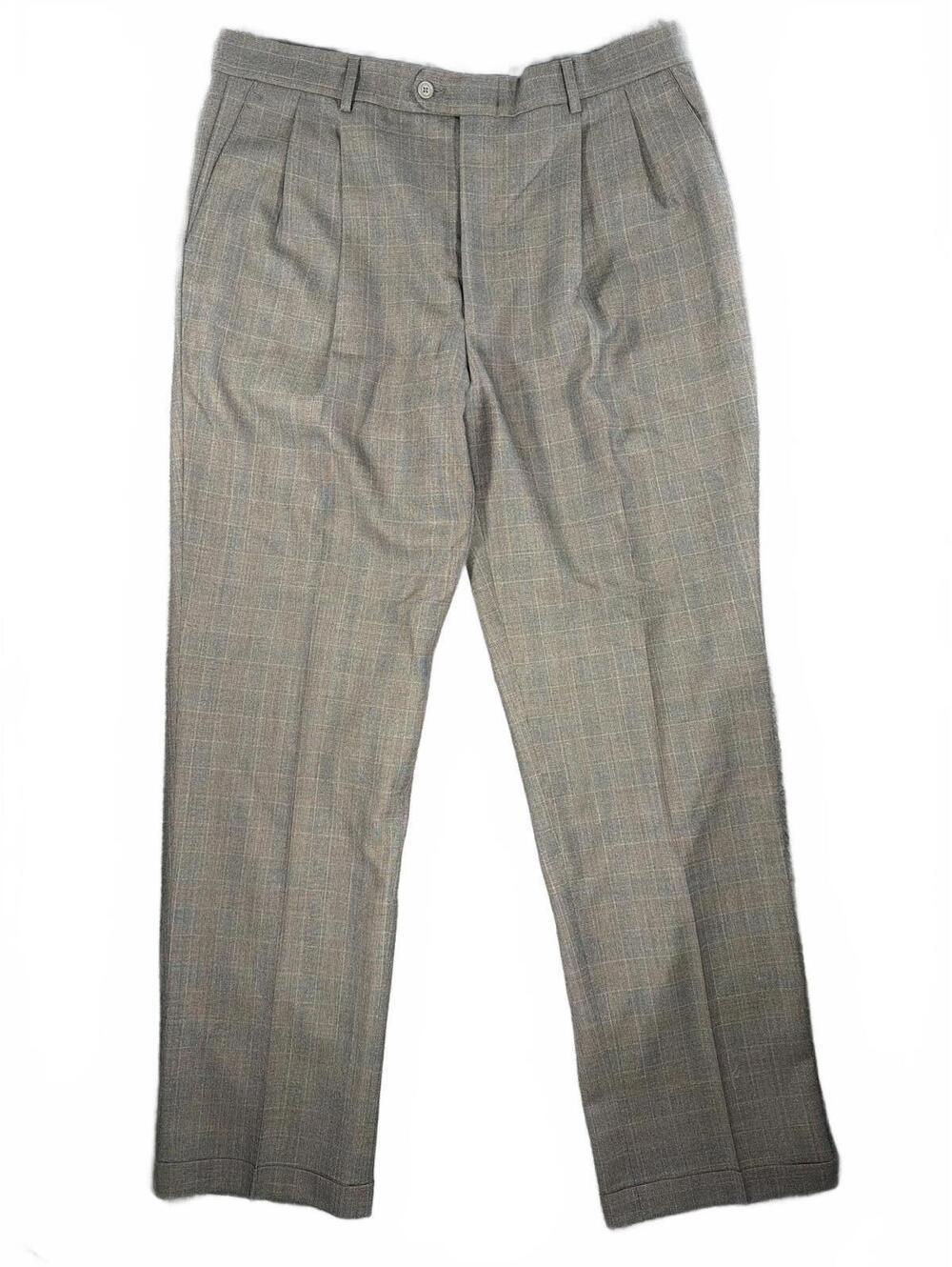 Linea Naturale Men's Windowpane Plaid Fine Wool Italian Dress Pants 38x34 Vtg View 2